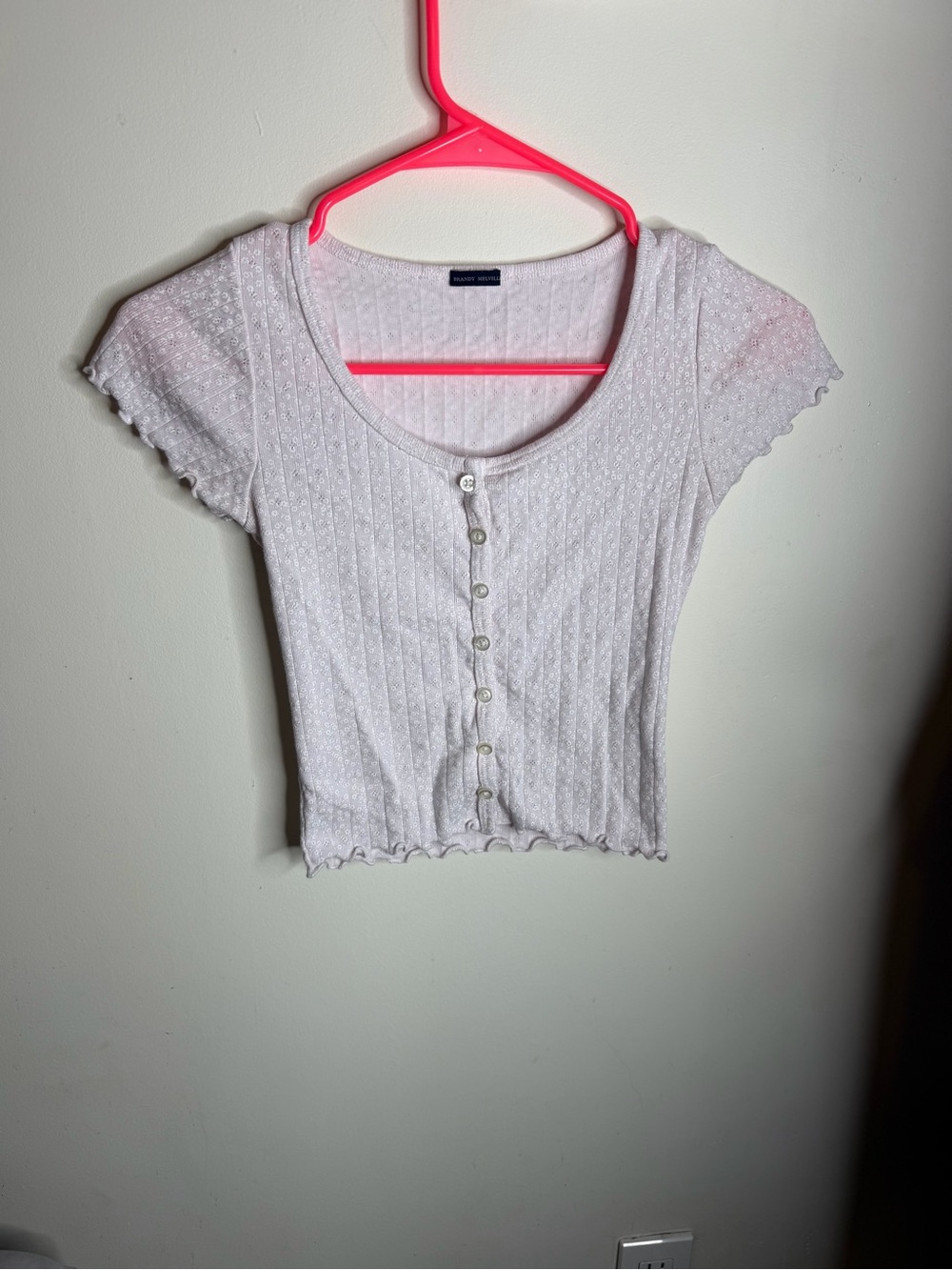 Brandy Melville Light Pink Button-Up Crop Top